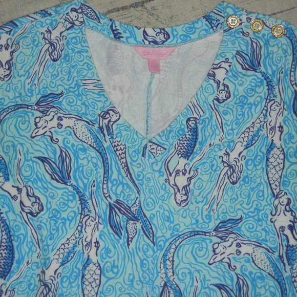 Lilly Pulitzer Hayley Dress Spa Blue in Nice tail mini Mermaids - Picture 2 of 2